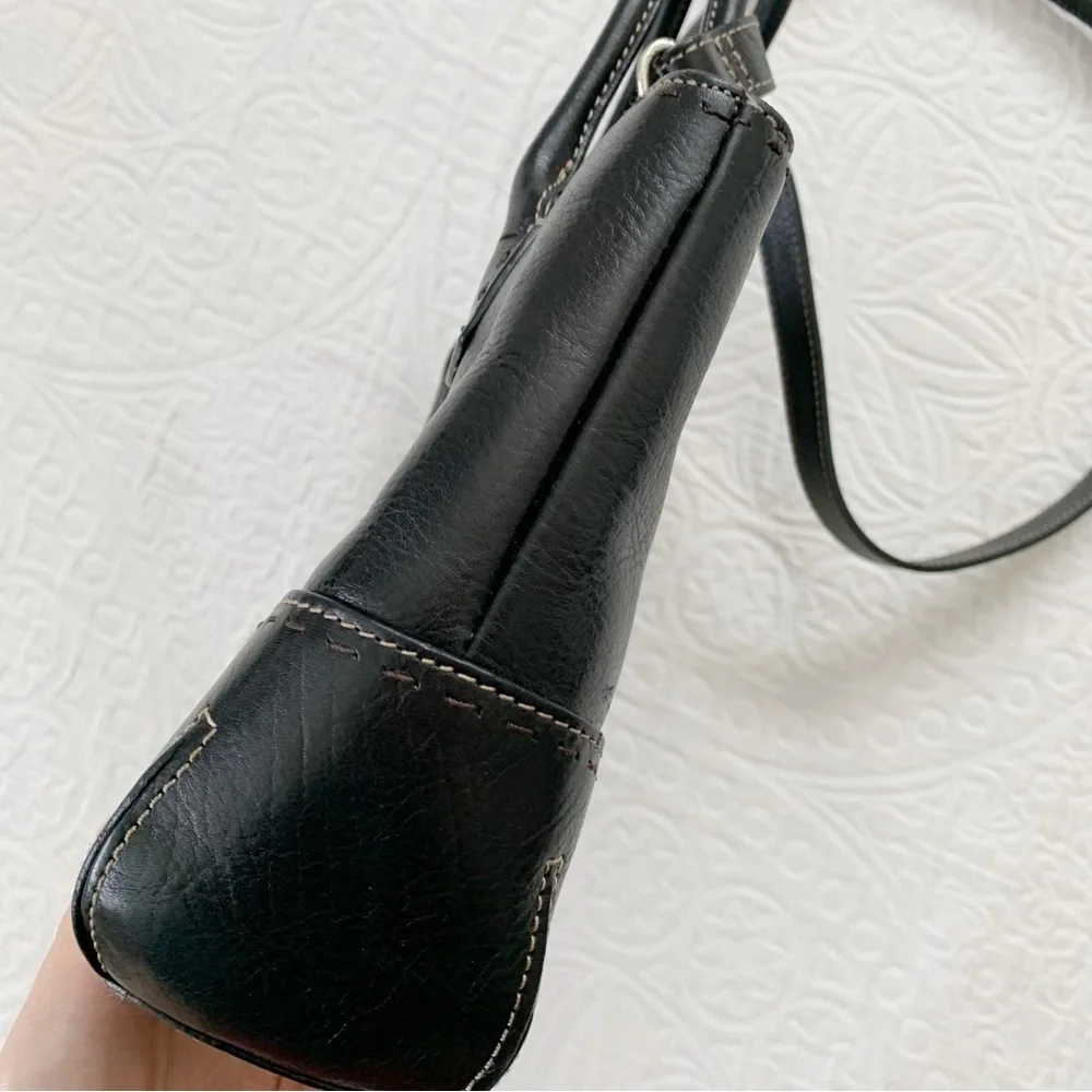 Vintage Fossil Y2K Sedona Leather Satchel Bag Handbag‎ Crossbody, Black